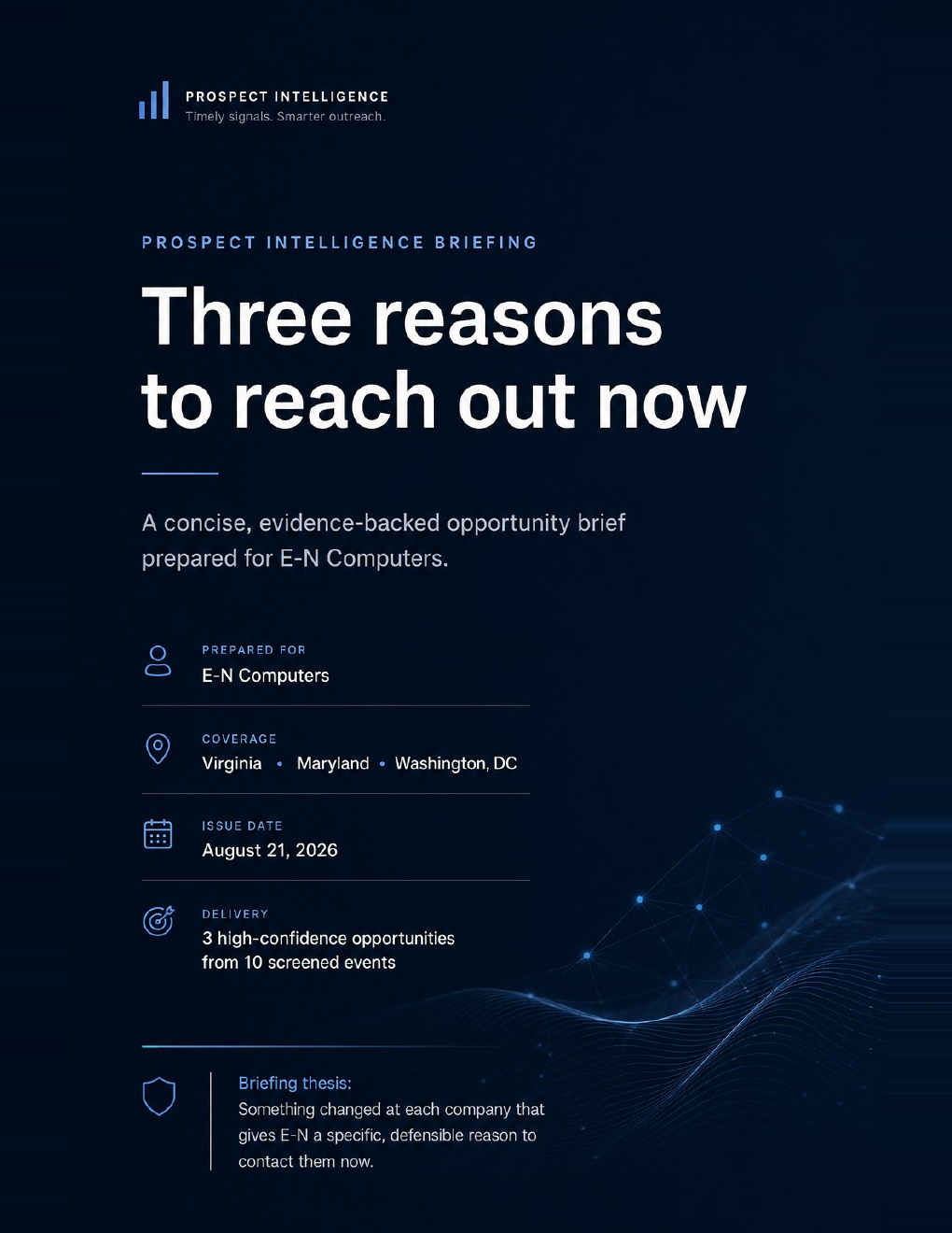 Cover of the example prospect intelligence briefing